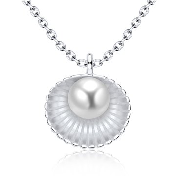 Shell With Pearl Silver Necklace SPE-2911